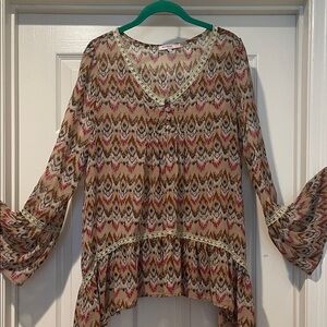 Babydoll Sheer Bell Sleeve Cottage core Whimsical Frilly Prairie Flowy Large